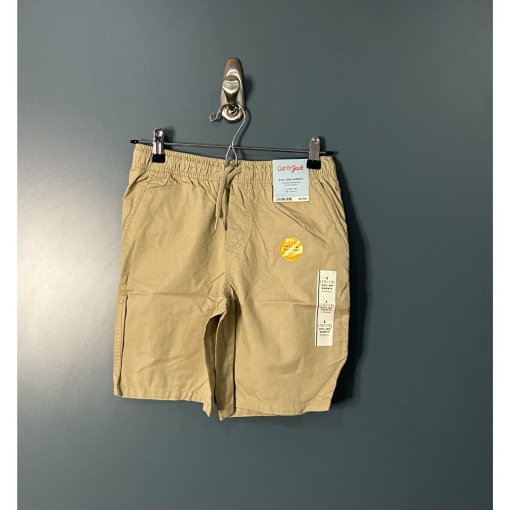 NWT Boys L 10/12 at the Knee Pull-on Shorts with Drawstring Waist - Cat & Jack